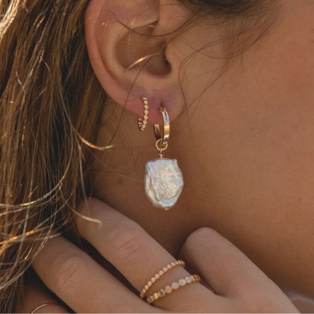 New Our Spare Change Isla Pearl Earrings